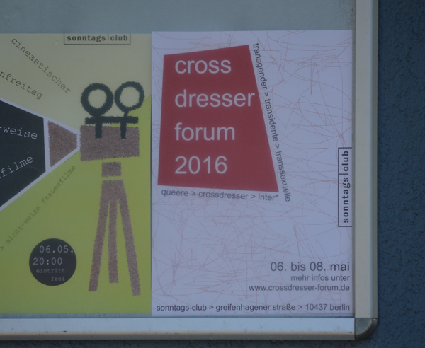 Aushang im Sonntagsclub